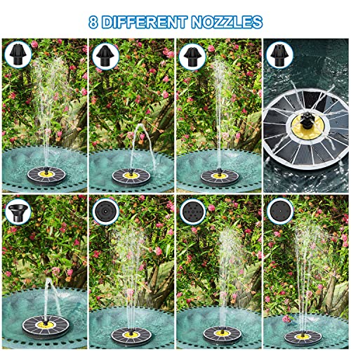 Yzert Solar Fountain for Bird Bath, 3.5W Upgraded Solar Bird Bath Fountains with 4 Fixed Pipes 7 Nozzles No Battery, Solar Fountain Pump for Bird Bath Outdoor(White) - color: White