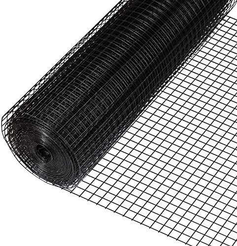 Fencer Wire 16 Gauge Black Vinyl Coated Welded Wire Mesh Size 1 inch by 1 inch for Home and Garden Fence, Protect Chickens Rabbits and Farmed Animals (c. 3 ft. x 50 ft.) - size: c. 3 ft. x 50 ft.