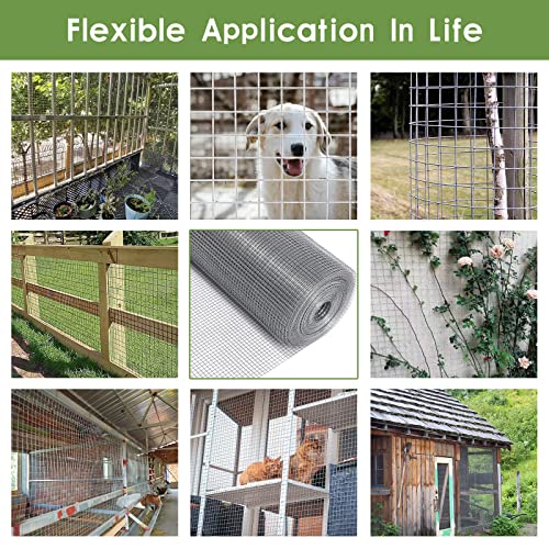 Tongmo 48" x 100' Hardware Cloth, 1inch Mesh Galvanized Chicken Wire Fence, 19 Gauge Welded Wire Roll,Garden Fence, Poultry Netting for Rabbit/Duck/Chicken Coop