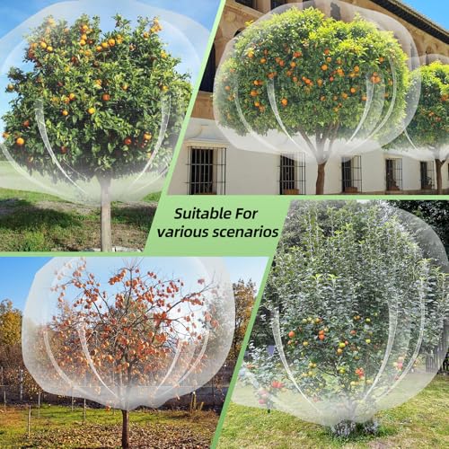 2PCS Large Fruit Tree Netting with Drawstring and Zipper, 6 x 6.6FT Blueberry Bush Netting Cover, Garden Bird Netting Plant Cover for Protect Plant Fruit Flower from Birds, Bugs, Cicadas, Insects - color: 2pcs-6.6x6ft