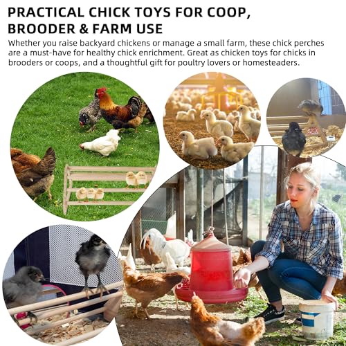 TonGass 3-Pack 15.75" Extra Long Chicken Perch | Freestanding Roosting Bar for Baby Chicks, Durable Polished Pine Roosting Bar, Perch Stand for Chicken Brooder