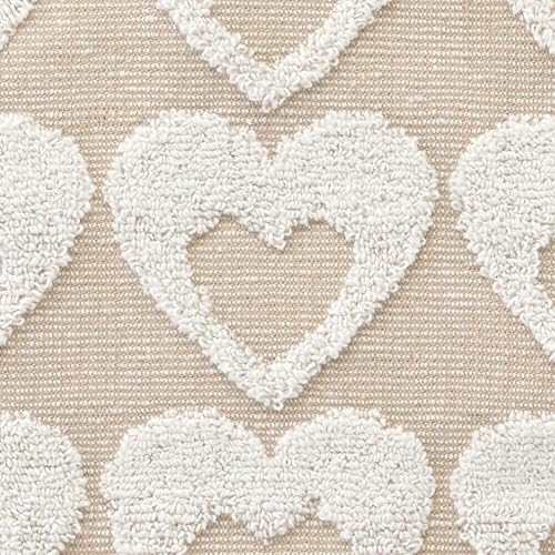 SKL Home Valentine's Day Hearts Jacquard 100% Cotton Reversible 2pc Hand Towel Set, Decorative for Bath/Kitchen/Bar & Gift, Tan - color: Hearts Jacquard, Tan
