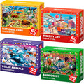 Jigsaw Puzzles for Kids Ages 4-6 - 4 x 60 Piece Kids Puzzles Ages 5-8 | Search and Find Puzzles for Kids Ages 6-8 - Toddlers Puzzles Ages 3-5 Year Old - Forest, Polar, Usa Park and City Animal - color: Animals
