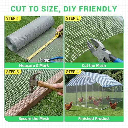 Land Guard Hardware Cloth 1/2 Inch 48inx100.1ft 19 Gauge Square Chicken Wire Fence Mesh Roll Raised Garden Bed Plant Supports Poultry Netting Cage Snake Fence… - size: 1/2inch 48inch×100.1ft