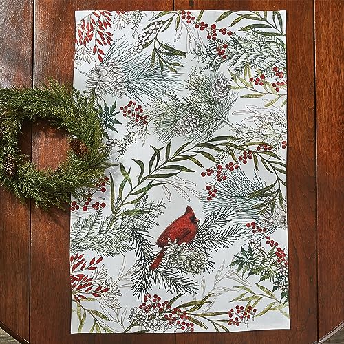 Park Designs Cardinal Dishtowel Set of 4, Red Bird | 100% Cotton | Printed Red Bird Design | Hanging Tabs | Absorbent Winter Kitchen Decor Set