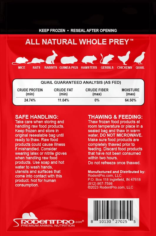 RodentPro Frozen Reptile Feeder Extra-Small Coturnix Quail (50 Count)