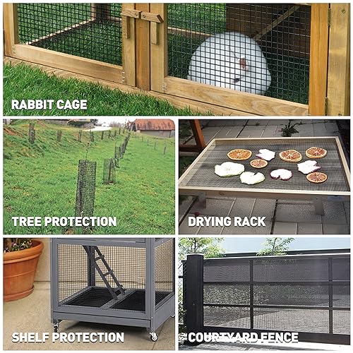 Black Hardware Cloth 1/2 Inch 48" x 100' 19 Gauge, PVC Coating Wire Fence Rolls Vinyl Coated Welded Chicken Wire Mesh for Poultry Netting Cage Fence, Tree Guard Rolls, Chicken Coop