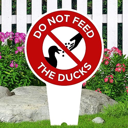 Do Not Feed the Ducks Sign, 11"x21", Heavy Duty Integrated Ground Stakes, Indoor/Outdoor Use, Rust Free Aluminum Composite, Made in USA by My Sign center - color: Ducks, size: 11"x21"