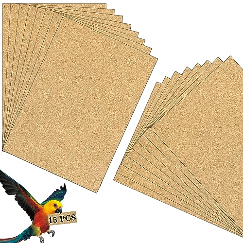 Gravel Paper for Bird Cage,BirdCage Liner Papers Cuttable Gravel Liner Sea Sand Paper Pet Animal Cages Cushion Great for Hard-Billed Birds Parrot | Clean Safe & Aids in Digestion (15 PCS - 17" x 11") - size: 15 PCS - 17" x 11"