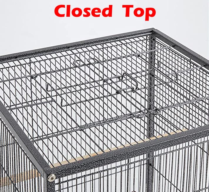 36-Inch Deluxe Sturdy Wrought Iron Bird Flight Open Play Top Cage with Rolling Stand for Parrots Conure Lovebird Cockatiel