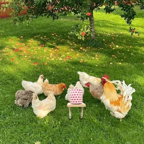 Chicken Coop Accessories, Beak Grinding Calcium Stone with Woodem Stake, Chicken Enrichment Toys, Chicken Coop Toys for Hens, Ducks, Geese, Turkeys, Poultry - color: Pink
