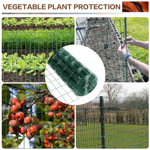 Tongmo 2 ft x 100 ft Green PVC Coated Welded Wire Fence, 16GA Garden Chicken Wire Fence Roll, Mesh Size 2" x 4" Hardware Cloth, Ideal for Yard Protection and Poultry Netting - color: Green, size: 2ft*100ft