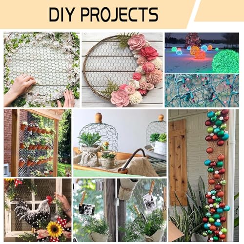 Chicken Wire 15.7in x 393.7in with a Pair of Gloves，1 Wire Cutter，100 Pcs Cable Zip Ties, Floral Chicken Wire Mesh 0.8in Hexagonal Galvanized PVC Coated Garden Netting Fence for Craft Poultry Garden - size: 15.7in x 393.7in