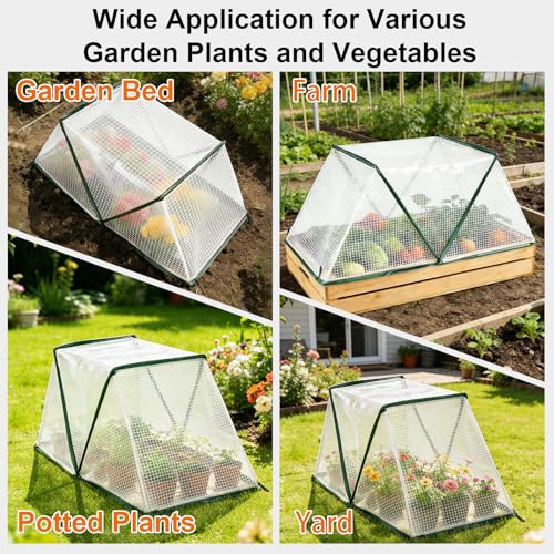 2 Pcs Foldable Garden Row Accelerator Plants Cover-31.9" x 12.2" x 14.1" | Raised Beds Plant Protector, Plant Protector Net Cage Guard Covers for Protect Vegetable from Animals, Mini Plants Greenhouse