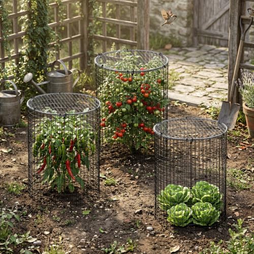 45 Pcs 24” x 12” Large Wire Plant Protector from Animals with Metal Cover, 15 Pack Metal Plant Cage Chicken Wire Cloche with 15Pcs Metal Covers to Keep Animals Out, Garden Protection Bunny Barricade - size: 15 Pack 24'' x 12'' with 15 Pcs 12'' Cover