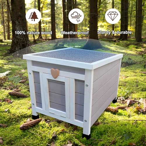 Rockever Outdoor Cat House, Rabbit Hutch Outdoor Indoor Bunny Cage | Waterproof Cat Houses For Outdoor Cats, Wooden Small Pet House And Habitats, Openable Roof