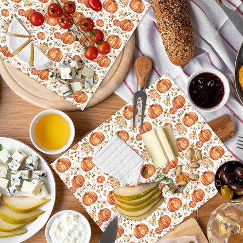 JarThenaAMCS 150 Pcs Fall Floral Pumpkin Wax Paper Orange Sandwich Wrap Paper Tissue Waterproof Oil-Proof Picnic Liners for Autumn Thanksgiving Party Kitchen Supplies, 9.8 x 8.3 In - color: Fall Pumpkin