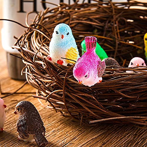 Skylety 16 Pieces Miniature Bird Figurines Dollhouse Simulation Decorative Bird Figures Cute Animal Model for Garden, Miniatures Moss Decoration, Micro Landscape