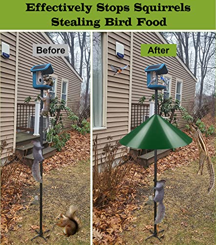 19 Inch Wide Squirrel Baffle for Bird Feeder Pole, Outside Pole Mount Stopper & Bird House Guard for Outdoor Shepherd’s Hook, Green, 1 Pack - color: Green