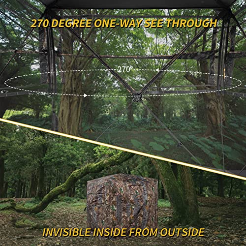 Hunting Blind 270/360 See Through Deer Blind, Pop Up Ground Blind | 2/3/4 Person Camouflage Tent, Portable Concealed Shelter with Carrying Bag, Silent Sliding Windows, Windproof Bottom Layer - size: 2-3 Person, style: 270