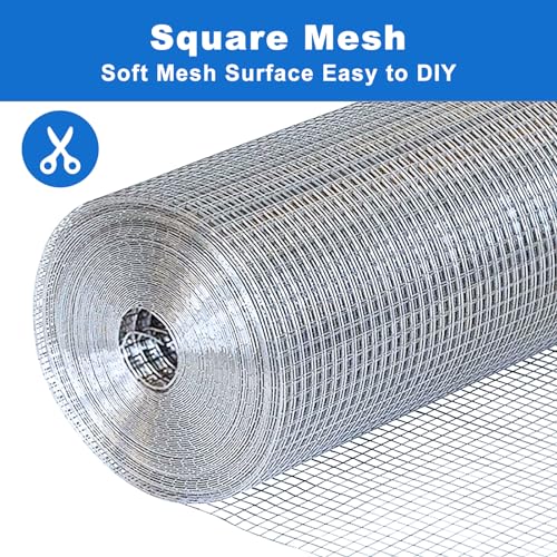 Hardware Cloth 1/2 in 48 in x 100 ft 19 Gauge Wire Mesh | Long mesh roll with strong welds and low defect rate for Chicken Coop, Garden Fence, Raised Bed and Animal Enclosure - size: Silver 1/2" 48" x 100' 19Ga
