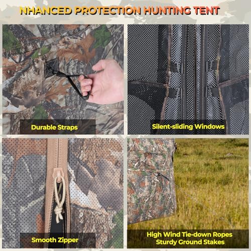 ITEFDTUTNE 360 See-Through Hunting Blind, 2-3 Person, Light Woodland Camouflage, 4 Season, Hunting Tent - color: Light Woodland Camouflage
