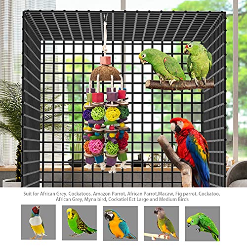 EBaokuup Large Bird Parrot Toys, Multicolored Wooden Blocks Bird Chewing Toy Parrot Cage Bite Toy for Macaws Cokatoos African Grey and Large Medium Parrot Birds