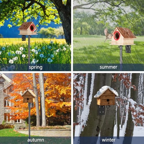 Smart Bird Feeder Pole - (32-92 Inch) Adjustable Bird House Pole Compatible with BirdBuddy, Outdoors Weather Station and Variety of Smart Birdhouse Styles, Heavy Duty Bird Feeder Stand Mount Kit