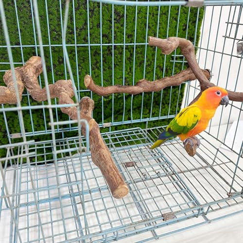 4PCS Bird Perch Natural Grape Stick Bird Standing Stick Grapevine | Swing Chewing Toys Natural Grapevine Cage Perch For Parrot Cages Toy for Cockatiels, Parakeets, Finches - color: 4PCS Natural Grape Stick