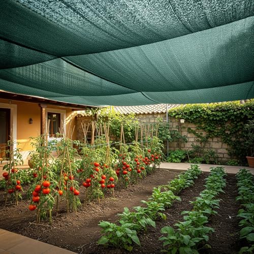 SUNNY GUARD Sun Shade Cloth, 6.5 x 10 FT Green HDPE Mesh | 65-75% Breathable shade cover creates a cooler space for plants, vegetables, greenhouses, patios, chicken coops, and kennels - color: 70 SHADE-GREEN, size: 6.5 FT x 10 FT