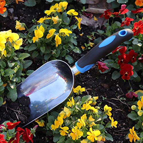 Sinoer Large Aluminum Comfort Grip Garden Transplant Soil Trowel Scoop | Heavy aluminum garden transplanter scoop with big capacity, anti-bend structure for soil and fertilizer handling
