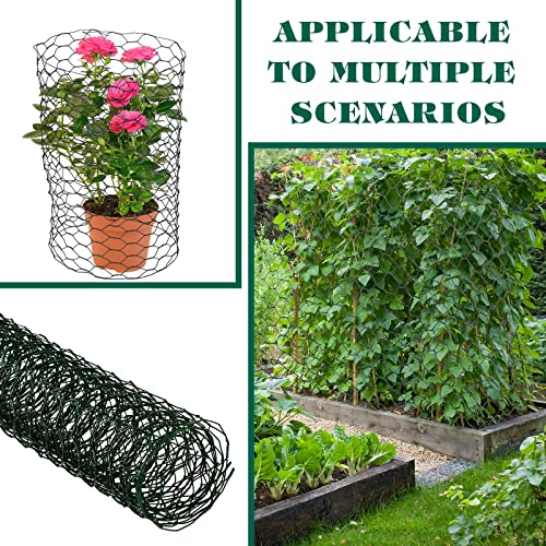 Amylove 2 Pcs Chicken Wire for Floral 0.6" Galvanized Mesh,12 x 96 Inch | Floral Wire Netting PVC Coated Netting Wires Green Mesh for Flower Arrangements Garden Fence Barrier Pet Poultry DIY Craft - size: 12 x 96 Inch