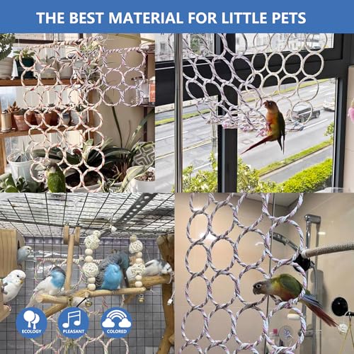 2 Pack Swing Hanging Toys,Bird Climbing Rope Net Ladders Small Medium Pet Activity Toy Suitable for Parakeet,Cockatiel,Cockatoo,Hamster,Rat,Ferret(Random Color) - color: Gold