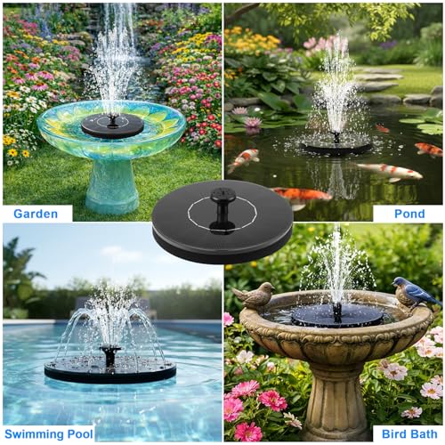 Solar Fountain, Floating Solar Water Pump with 6 Nozzles & 4 Fixed Pipes, Solar Fountain for Bird Bath, Garden, Pond, Pool - color: 1.5w Solar Water Fountain