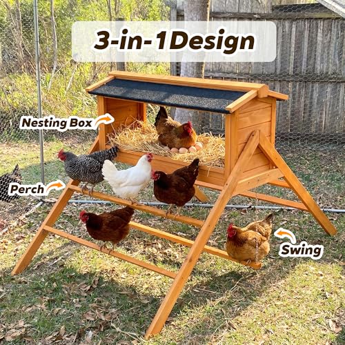 3-in-1 Chicken Coop Accessory with Nesting Boxes, Perch, and Swing | Designed for Use With Large Wooden or Metal Chicken Coops, Ideal for Backyard Chicken Farming and Poultry Farms