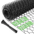 Chicken Wire 15.7 in x 237 in Poultry Wire Netting Hexagonal Galvanized Mesh Garden Fence Barrier for Pet Rabbit Chicken Fencing with 100 Pcs Cable Zip Ties(PVC-Coated) - color: Black, size: 15.7"x237"+100Ties
