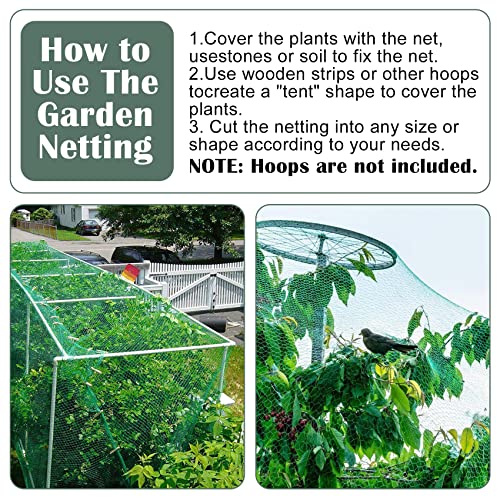 Unves Garden Netting, 13 x 33 FT Heavy Duty Bird Net, Green | Fruit Tree Net Covers for Seedlings Plants, Vegetables Protection - color: Green, size: 13 x 33 Ft