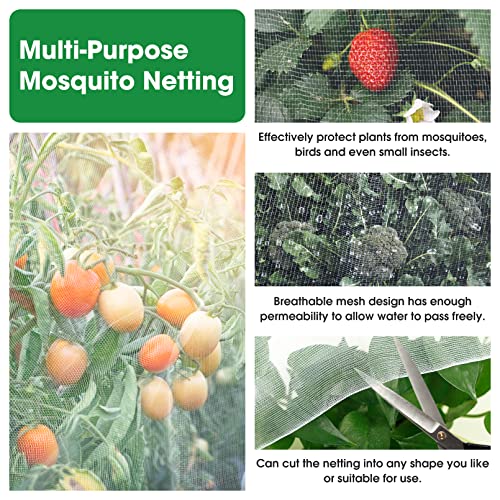 Unves 10' x 30' Garden Netting, Mosquito Bird Netting for Garden | Insect Plant Cover Bug Net Mesh for Vegetables Fruits Trees Flowers Blueberries Tomatoes Protection - size: 10 x 30 Ft x 1 pc