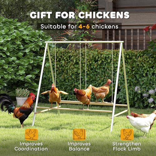 PawHut Chicken Perch for Coop Chicken Roosting Bars with 2 Swings Silver | Adjustable Swings, Coop Accessories, Farm, Backyard
