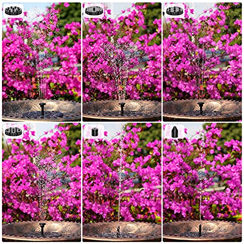 AISITIN 3.5W Solar Bird Bath Fountain Pump with 6 Nozzles & 4 Fixer | Solar Powered Water Fountain Pump for Garden, Ponds, Pool, Fish Tank, Aquarium and Outdoor, Black