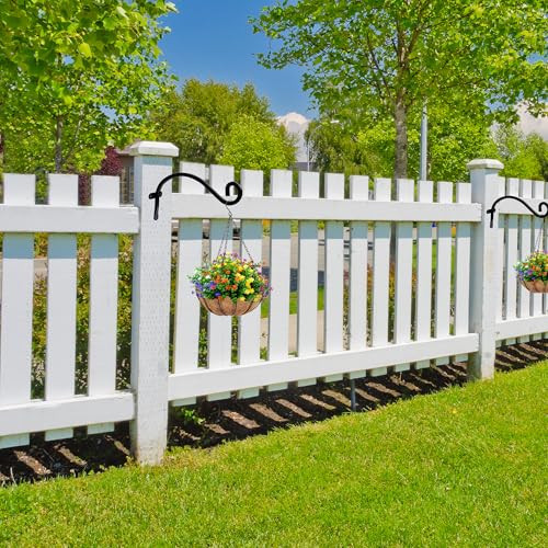 Hourleey 2 Pack Plant Hanger Outdoor, 8 Inch Heavy-Duty Hanging Plant Hook for Outside Basket, Black Metal Wall Mount Plant Bracket Hook for Flower Baskets Bird Feeder - size: 8 Inch-2 Pack