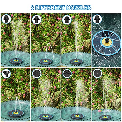 Yzert Solar Fountain for Bird Bath, 3.5W Upgraded Solar Bird Bath Fountain with 4 Fixed Pipes 7 Nozzles No Battery, Solar Fountain Pump for Bird Bath Small Ponds Pool Outdoor(Blue) - color: Blue