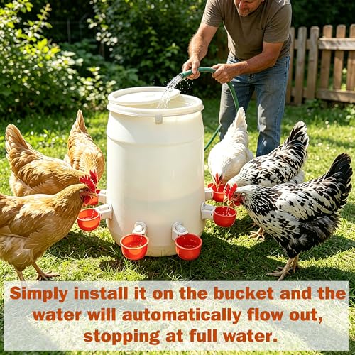 Large Automatic Chicken Waterer Cups, Poultry Watering Feeder Driking Bowl | 8pcs Poultry Water Feeder Kit for Chicks, Duck, Goose, Turkey and Bunny, Poultry DIY Gravity Fed Bucket Water Dispenser