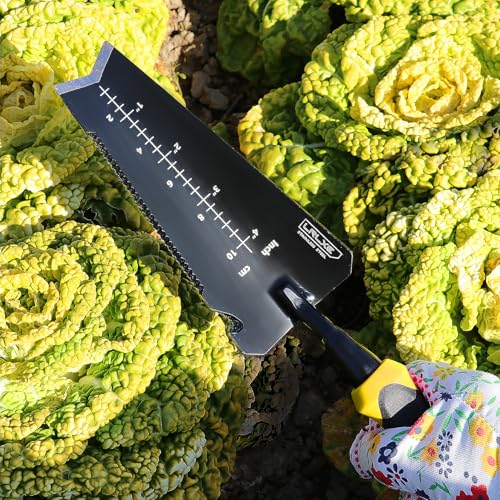 Heavy-Duty Garden Trowel.(Yellow) | Serrated Root Cutter, Rustproof Stainless Steel, Multipurpose Garden Trowel, Suitable for Digging, Weeding, Transplanting - color: Black-Yellow