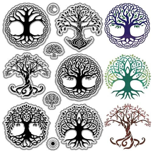 CRASPIRE Tree of Life Clear Stamps Plants Reusable Retro Transparent Silicone Stamp Seals for Journaling Card Making DIY Scrapbooking Photo Album Decorative Notebook Decor - style: Tree of Life Rubber Stamps-0170