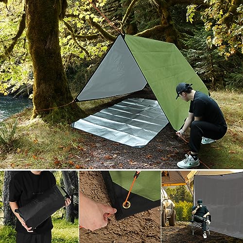 Heavy Duty Survival Blanket, Waterproof Emergency Thermal Tarp, Multipurpose Reflective Insulated All Weather Blankets for Camping Hiking, Green,11.8 x 8.5 ft - color: Green 142''x102''