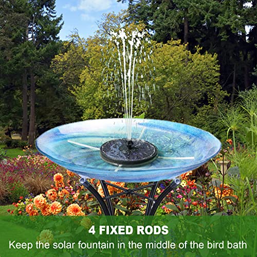 Yzert Solar Fountain with 2000 mAh Battery Backup Works in Cloudy, Glass Solar Powered Bird Bath Fountains with 7 Nozzles, 3.5 W Solar Fountain Pump for Birdbath,Garden, Outdoor, Pond