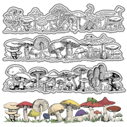 CRASPIRE Mushroom Clear Stamps Plant Frog Reusable Retro Transparent Silicone Stamp Seals for Journaling Card Making DIY Scrapbooking Photo Album Decorative - style: Mushroom Rubber Stamps-0204