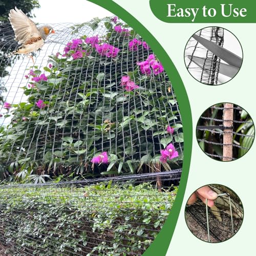 4 x 100ft Deer Fence Netting, Heavy Duty Deer Netting, 55GSM Deer Fence for Garden, Reinforced Edges Anti Bird Netting Mesh for Fruit Trees Vegetable, Raised Bed(55GSM, 4 x100ft) - size: 4 X 100ft
