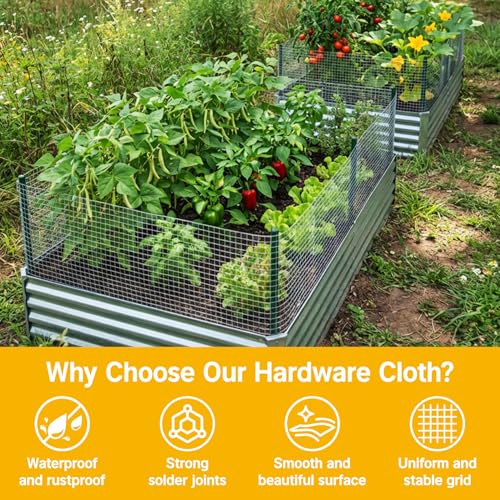 36in x 10ft Hardware Cloth Chicken Wire -1/2 Inch 19 Gauge Hot Dipped Galvanized After Welding Welded Wire Mesh, Rust-Proof Fencing for Gardens, Chicken Coops & Poultry Netting - size: Silver-1/2inch 36inch×10ft